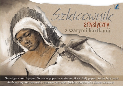 Szkicownik artystyczny z szarymi kartkami A4 20ark. Kreska